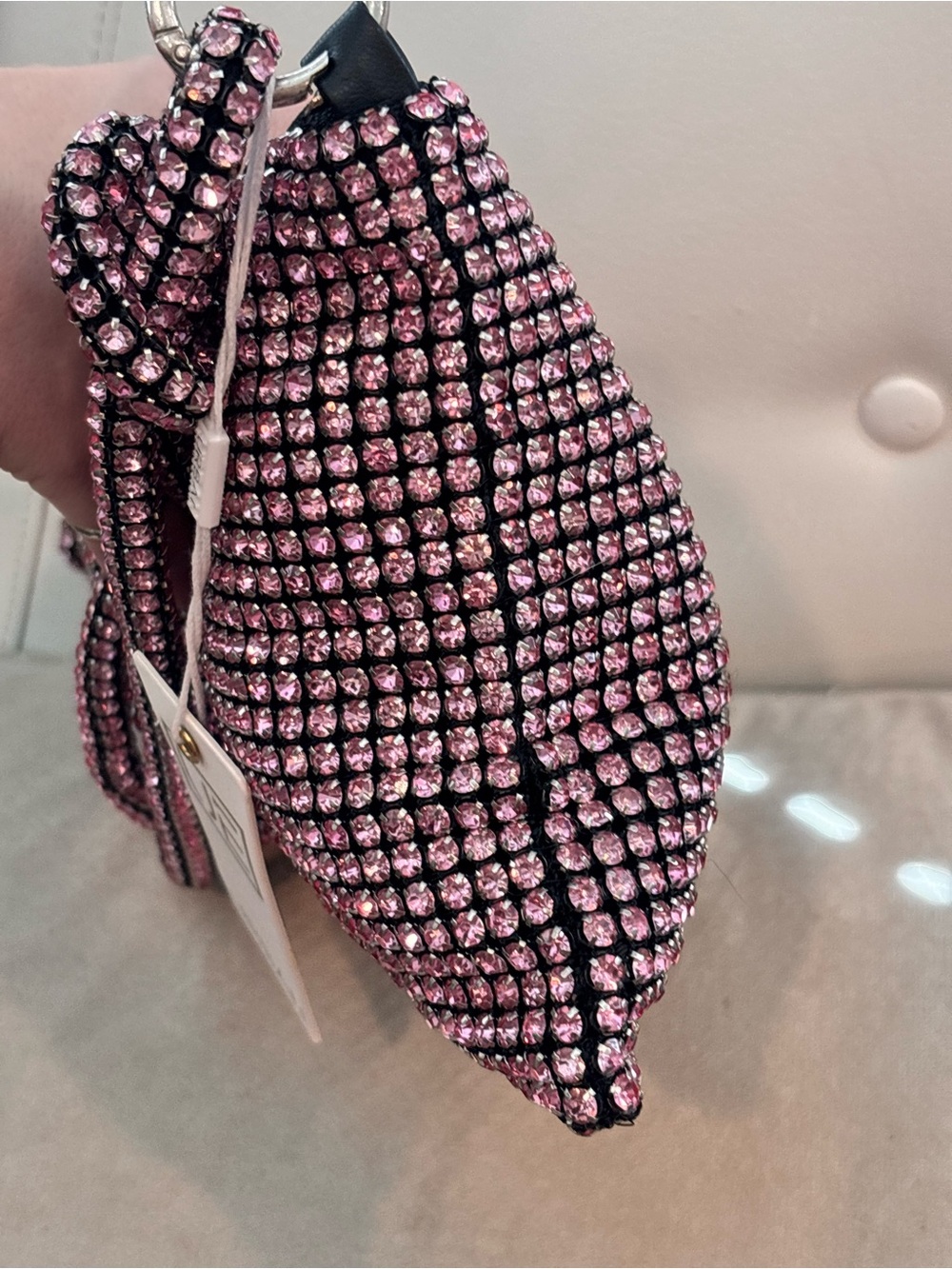 Urban Expressions Paris Evening Pink Rhinestone Shoulder Bag NWT $120+ - Picture 9 of 14